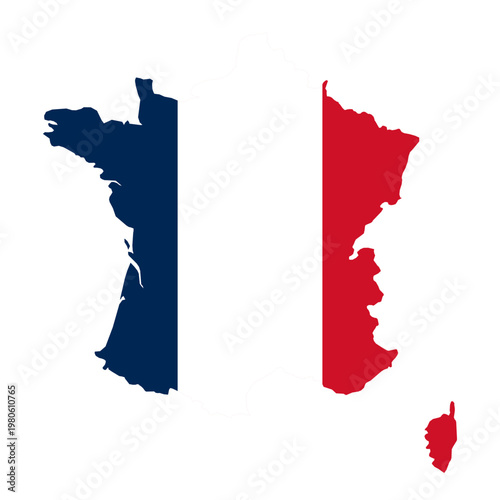 Stylized Map of France in Tricolor Colors for Travel and Geography Themes wordcup football