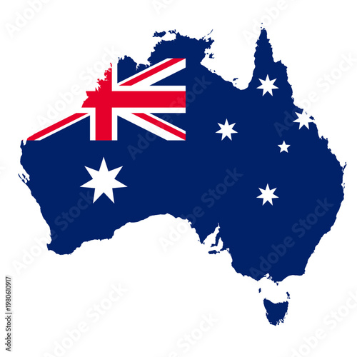 Map of Australia with Australian Flag Elements and Topographical Details wordcup football