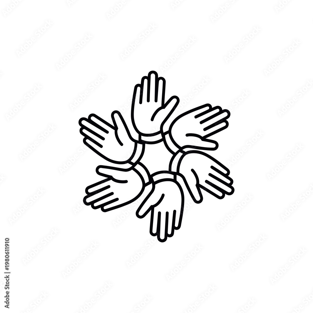 Obraz premium A group of hands joined together in a symbol of unity and teamwork