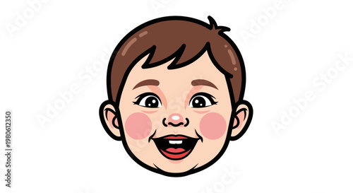 Cute Cartoon Baby Face Vector Illustration
