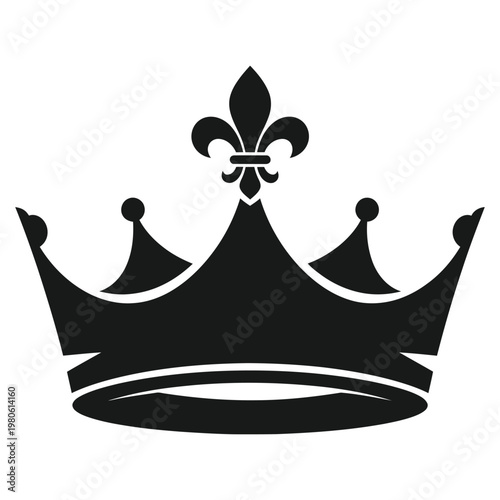 Black crown icon with fleur de lis