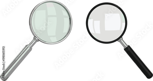 Realistic Magnifying Glass Set with Different Styles, Optical Lens Tools for Search, Inspection, Research, and Investigation Concept Vector Illustration