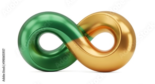3D Interlocking Infinity Loop Green and Gold