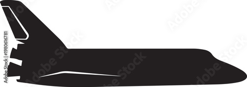 Black silhouette of a spaceship space shuttle aircraft