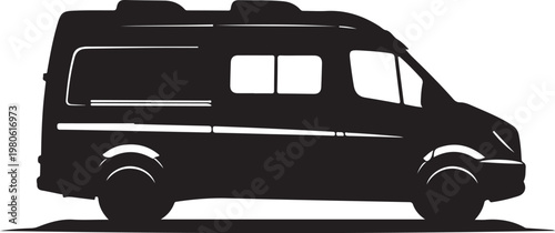 Black silhouette of a van vehicle
