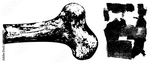 femur bone with weathered texture, archaeological specimen, paleontological artifact, skeletal remains, prehistoric bone, isolated bone fragment, scientific research.