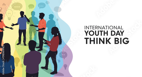 Group of diverse young people collaborating and discussing ideas together.