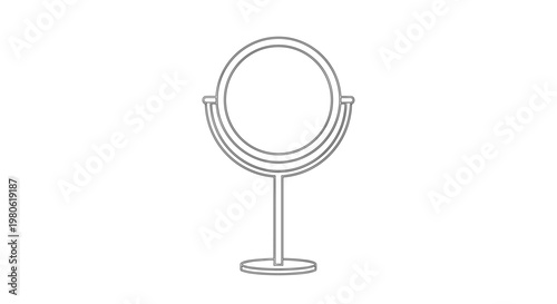 Elegant line art illustration of a desktop vanity mirror, essential for makeup application, skincare routines, and personal grooming.