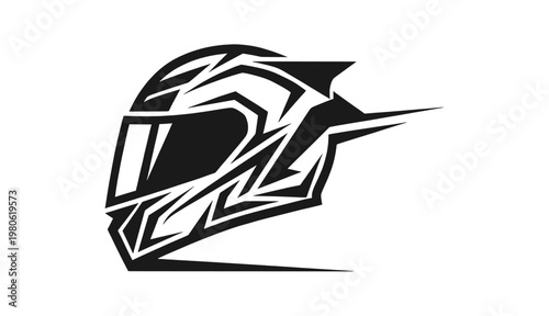 Motorcycle Helmet Logo Vector Illustration with Racing Sport Design, Protective Gear Emblem Branding Collection