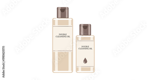 Two bottles of double cleansing oil, showing different sizes for a complete and effective skincare routine, emphasizing deep facial cleansing.