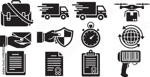 Logistics and shipping icons for business and delivery services