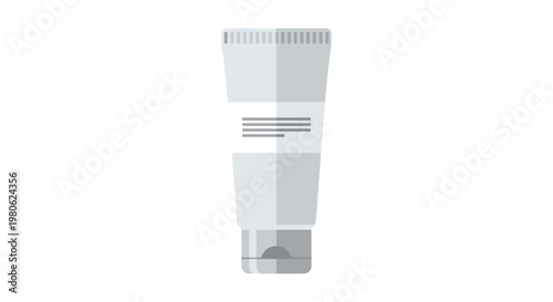 Minimalist illustration of a white cream tube with a simple label, representing skincare, lotion, or ointment, ready for personal care.