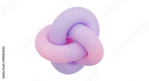 3D Abstract Soft Torus Knot Pastel Lavender and Pink