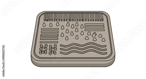 Square tray featuring diverse textures and patterns, resembling a sensory board or a massage tool, for relaxation and tactile stimulation.