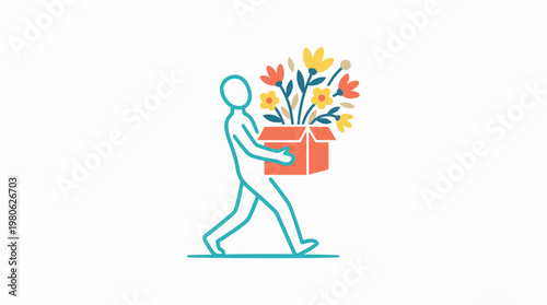 Person Carrying Box of Colorful Flowers