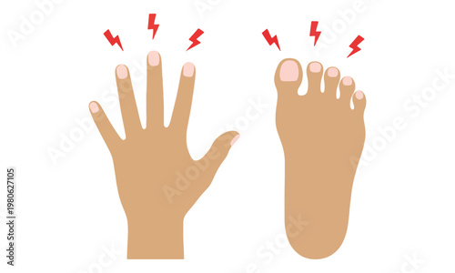 Hand and foot tingling sensation peripheral neuropathy icon