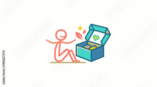 Joyful Person Finds The Treasure Chest of Wellbeing