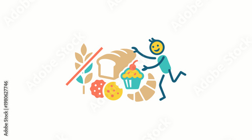 Gluten-Free Diet Concept with Happy Stick Figure