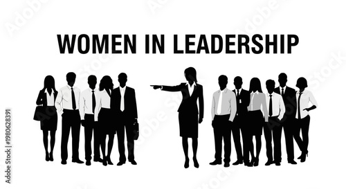 A businesswoman leader pointing at a group of professional people.