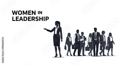 Silhouette of a group of professional business women in leadership positions.