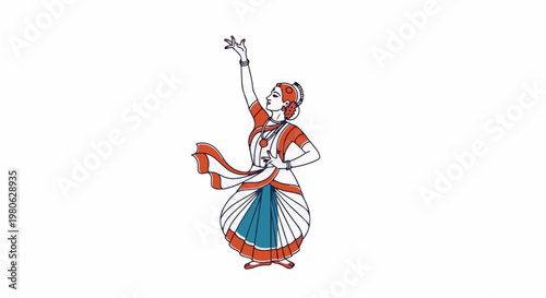 Stylized illustration of a dancer in traditional Indian attire