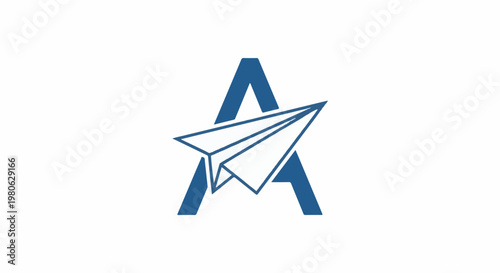 Blue letter A superimposed with a white paper airplane
