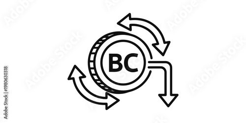 Circular flow diagram centered around the letters bc with directional arrows