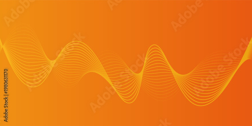 Abstract glowing wave lines on orange background. Dynamic wave pattern. Modern flowing wavy lines. Futuristic technology concept. Suit for banner, poster, cover, brochure, flyer, website