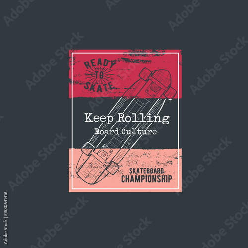 skate board champinship retro grunge board vector illustration graphic design