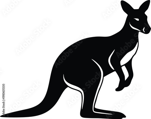 Black kangaroo silhouette vector icon