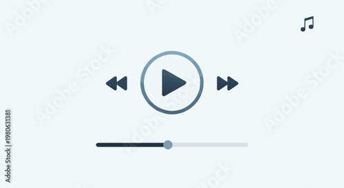 Minimalist audio player interface with play, pause, and skip controls