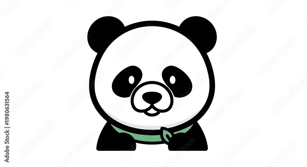 Fototapeta premium cute cartoon panda bear character smiling isolated on white background