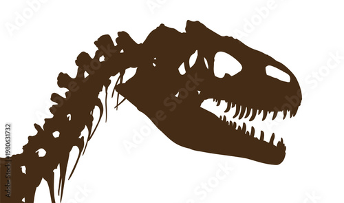 Skeleton of ancient big dinosaur.