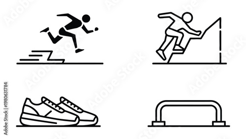 Sports Icon Set: A collection of sports icons, each meticulously crafted to represent various athletic activities. These vector elements are designed with precision and clarity.