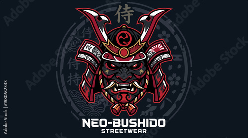 Neo-Bushido Samurai Helmet - A Fierce and Intimidating Design.