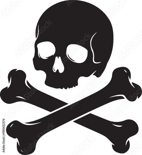 Black skull and crossbones symbol white background