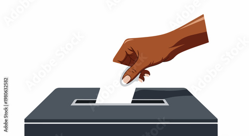 Hand places ballot in box, symbolizing civic participation and democracy