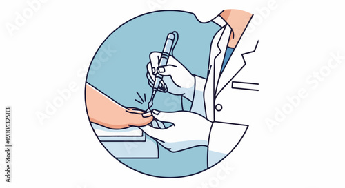 Medical professional performs a procedure on a patient's finger