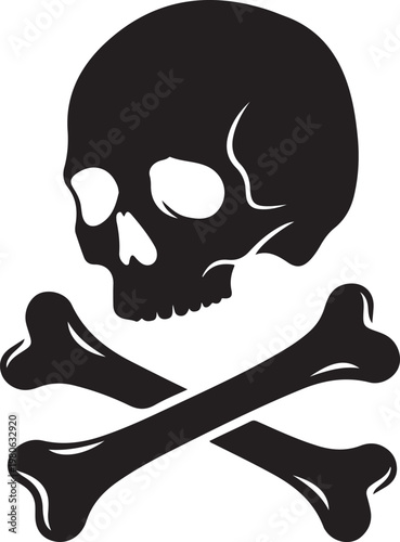 Black skull and crossbones symbol white background