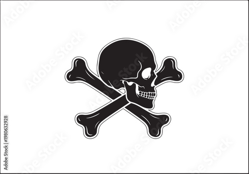 Black skull and crossbones symbol white background