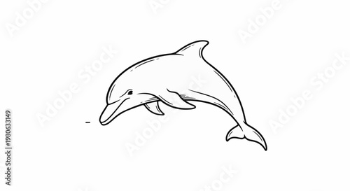 A black and white illustration of a dolphin leaping