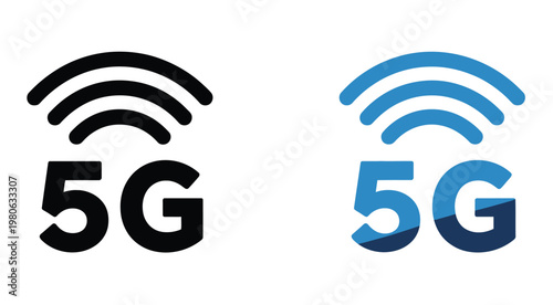 5G Symbol Icons Network Signal Speed Technology Mobile Internet Communication Vector Illustration Collection Isolated Background