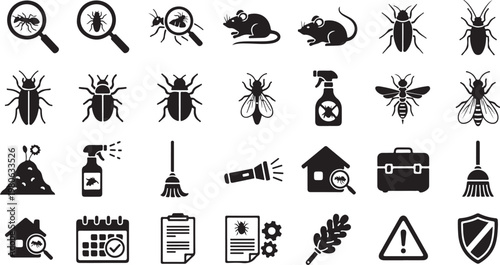 Pest control icons and symbols for home and business