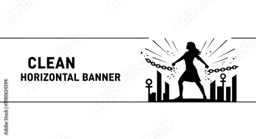 Silhouette of a woman breaking chains for women empowerment and gender equality.