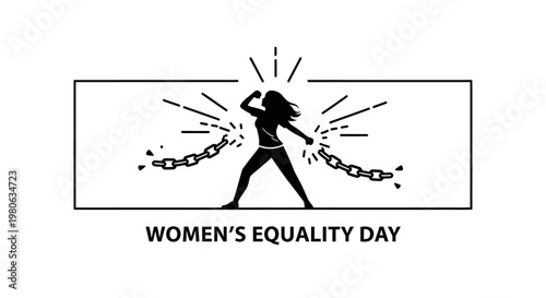 Silhouette of a woman breaking free from chains representing Women Equality Day.