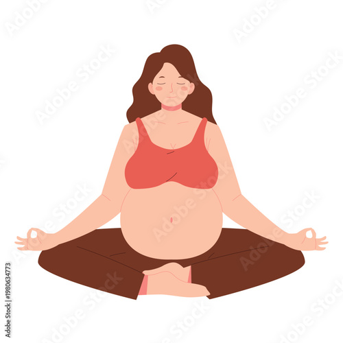 Flat illustration of pregnant women doing yoga, stretching, and relaxation poses. Ideal for prenatal fitness, maternity care, healthcare content, and social media design.