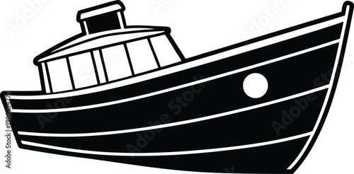 single boat silhouette vector white background