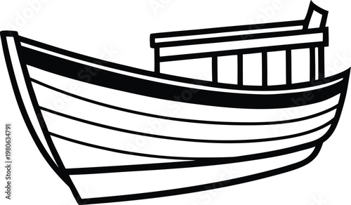 single boat silhouette vector white background