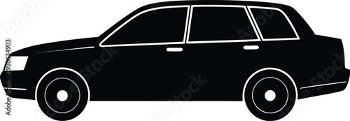 single car silhouette vector white background