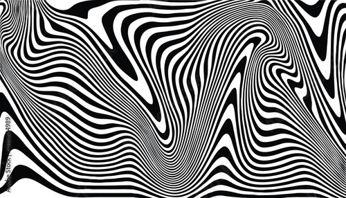 Abstract black and white wavy lines background